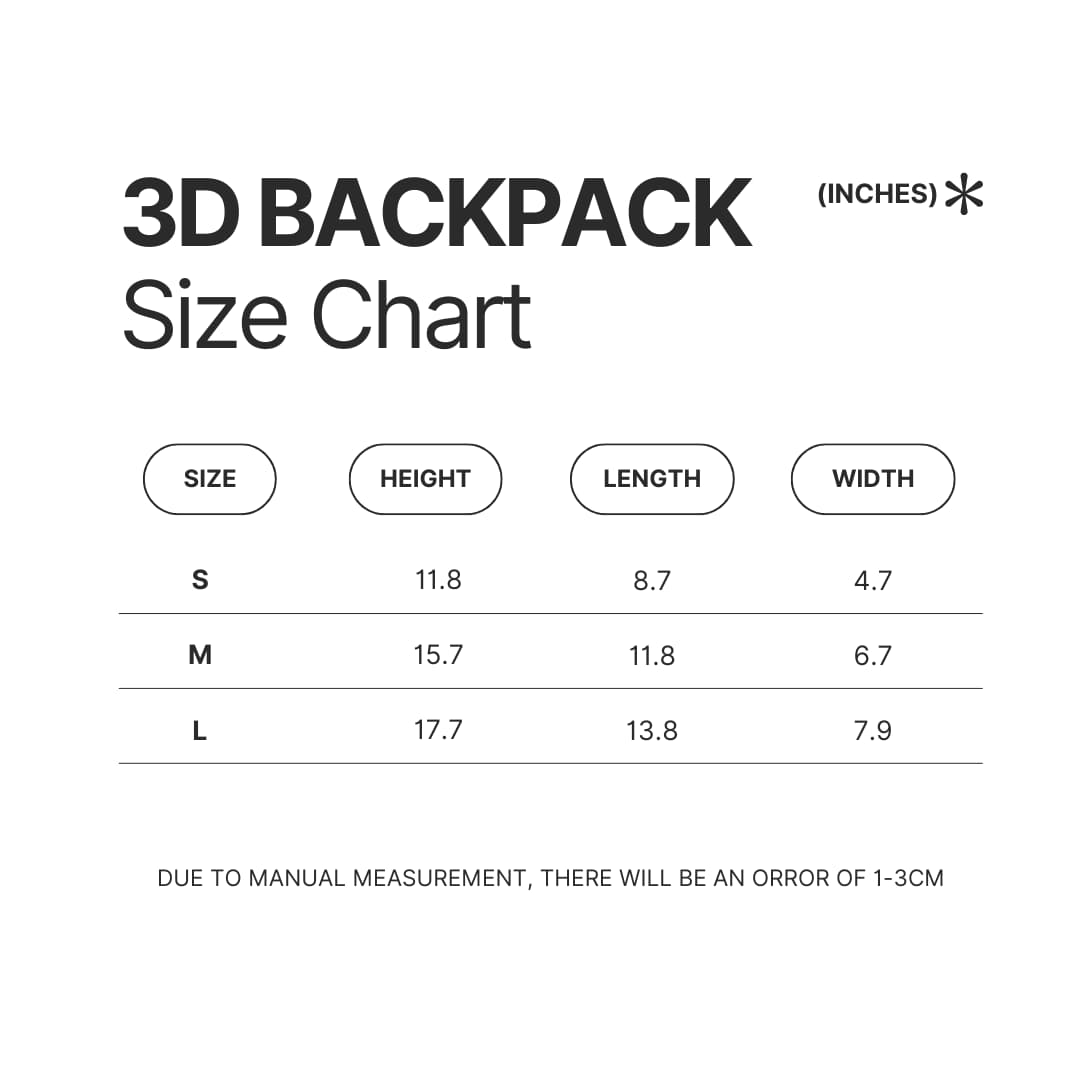 3D Backpack Size Chart - Genshin Impact Gifts