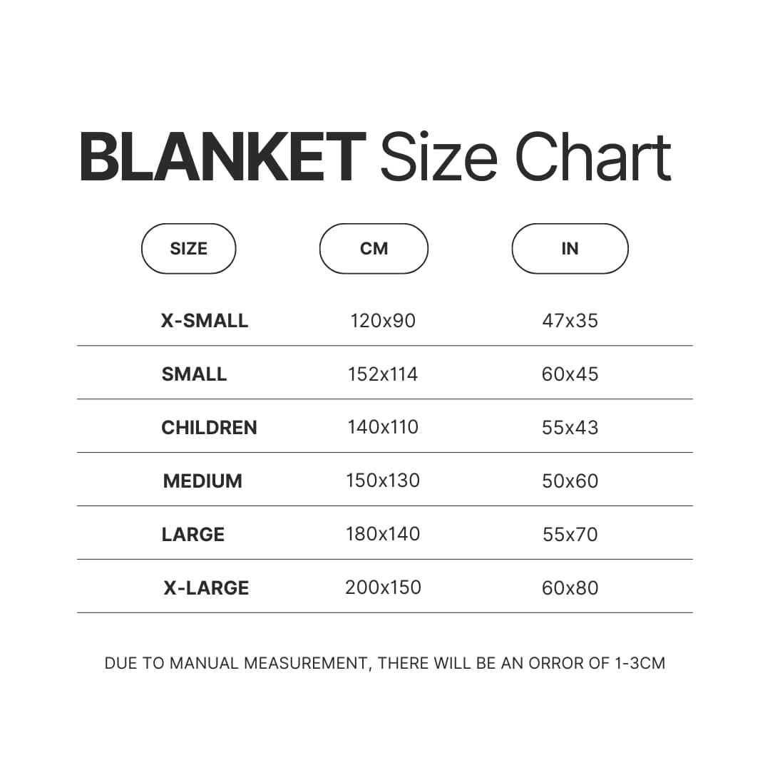 Blanket Size Chart - Genshin Impact Gifts