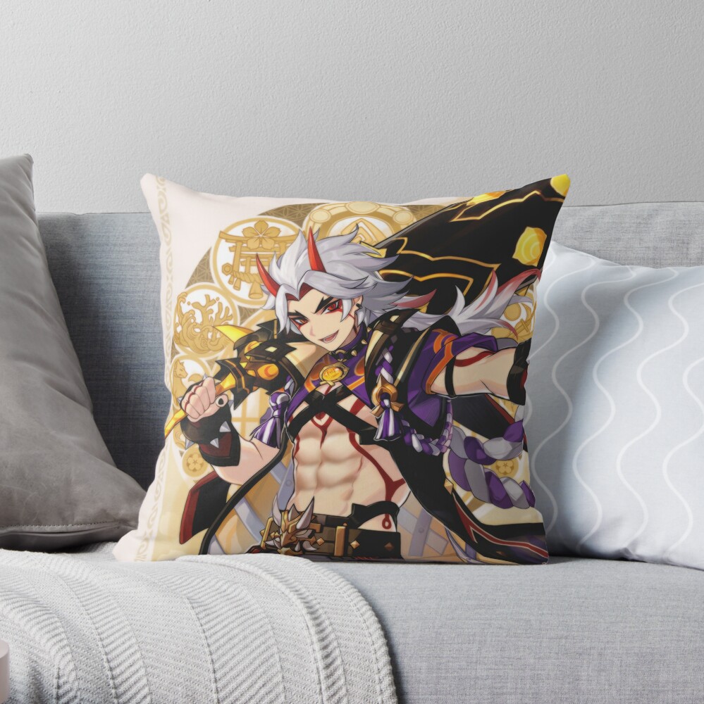 Arataki Itto Genshin Impact Throw Pillow - Genshin Impact Gifts