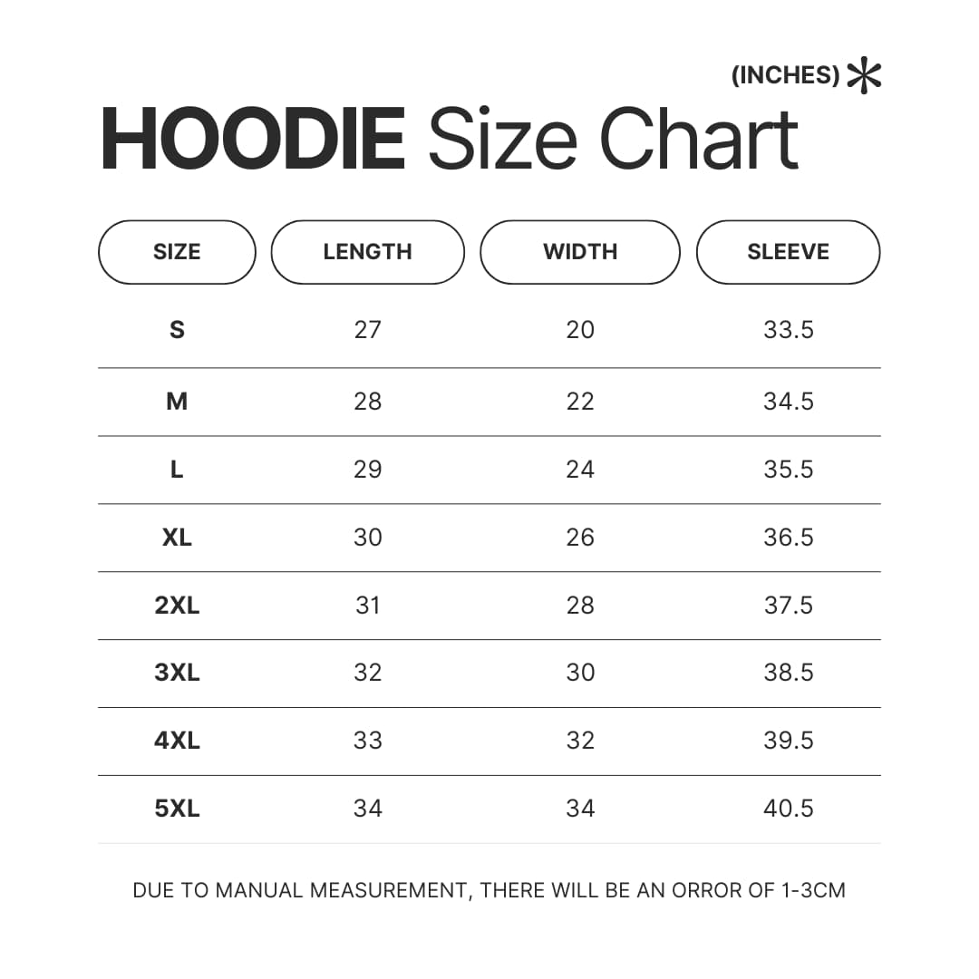 Hoodie Size Chart - Genshin Impact Gifts