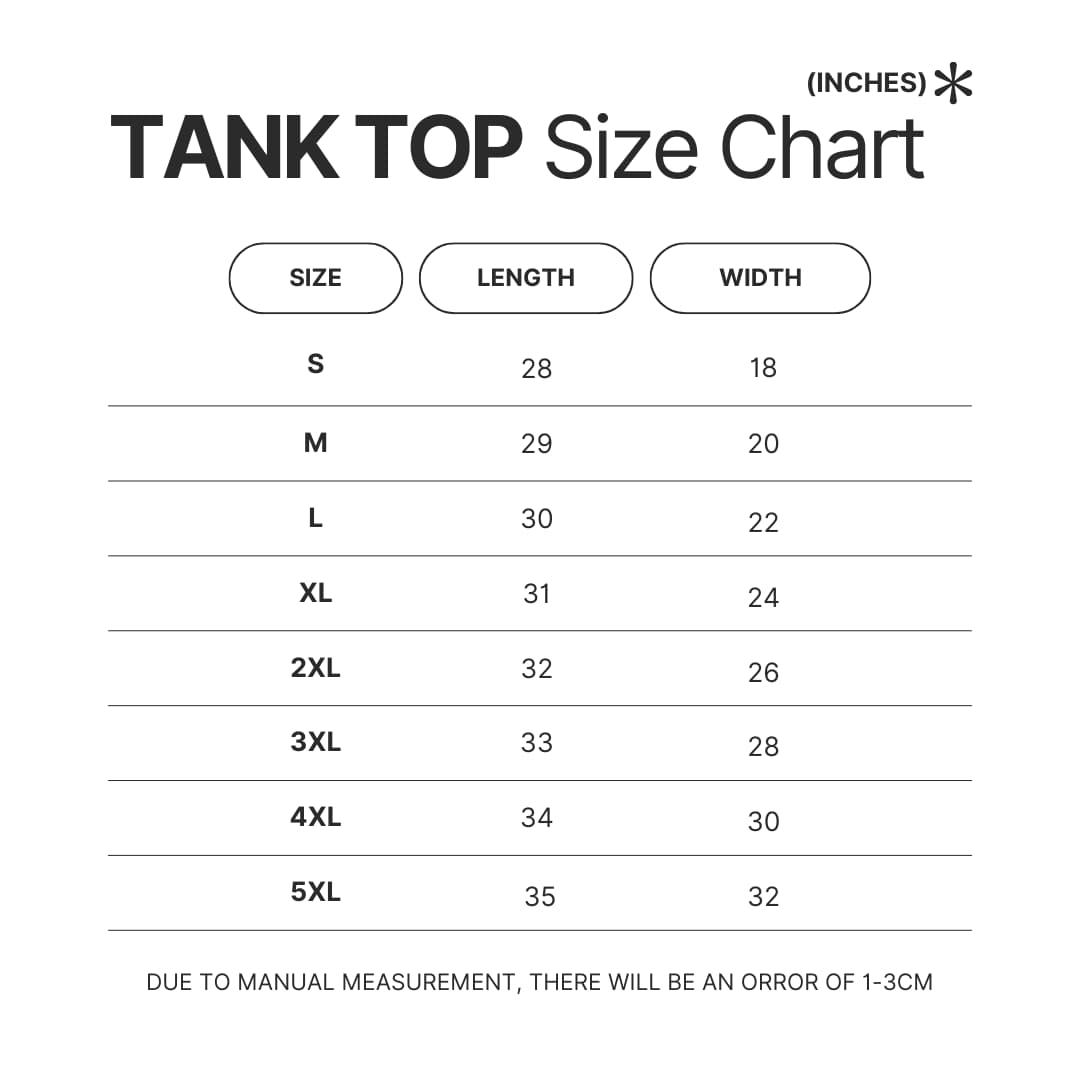 Tank Top Size Chart - Genshin Impact Gifts