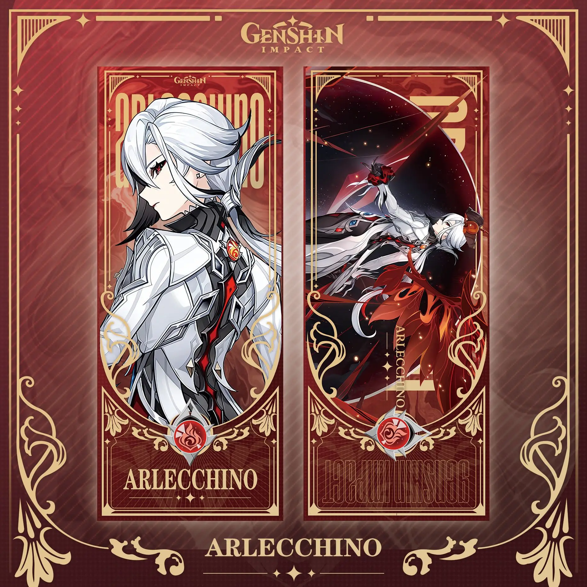 kf S96dc37b9d07c43adbd659606dc29d733n Genshin Impact Collection Cards Games Bookmark Furina Chiori Neuvilette Arlecchi Laser Double sided Ticket Anime Tarot - Genshin Impact Gifts