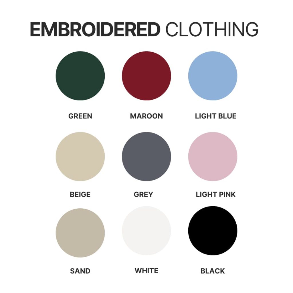 Embroidered clothing color chart - Genshin Impact Gifts