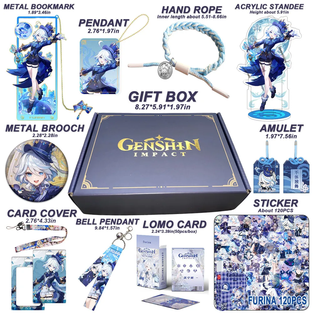 kf S3140d5eea39141a6bd76f03ea79a3979r Genshin Impact Fontaine Furina Gift Set Box Include Keychain Xiao Ganyu Hutao Kazuha Klee Neuvillette Wriothesley - Genshin Impact Gifts